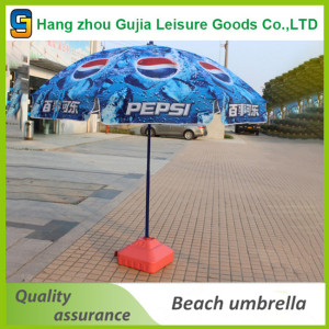 Customized Printing Waterproof Straight Beach Umbrella with Base